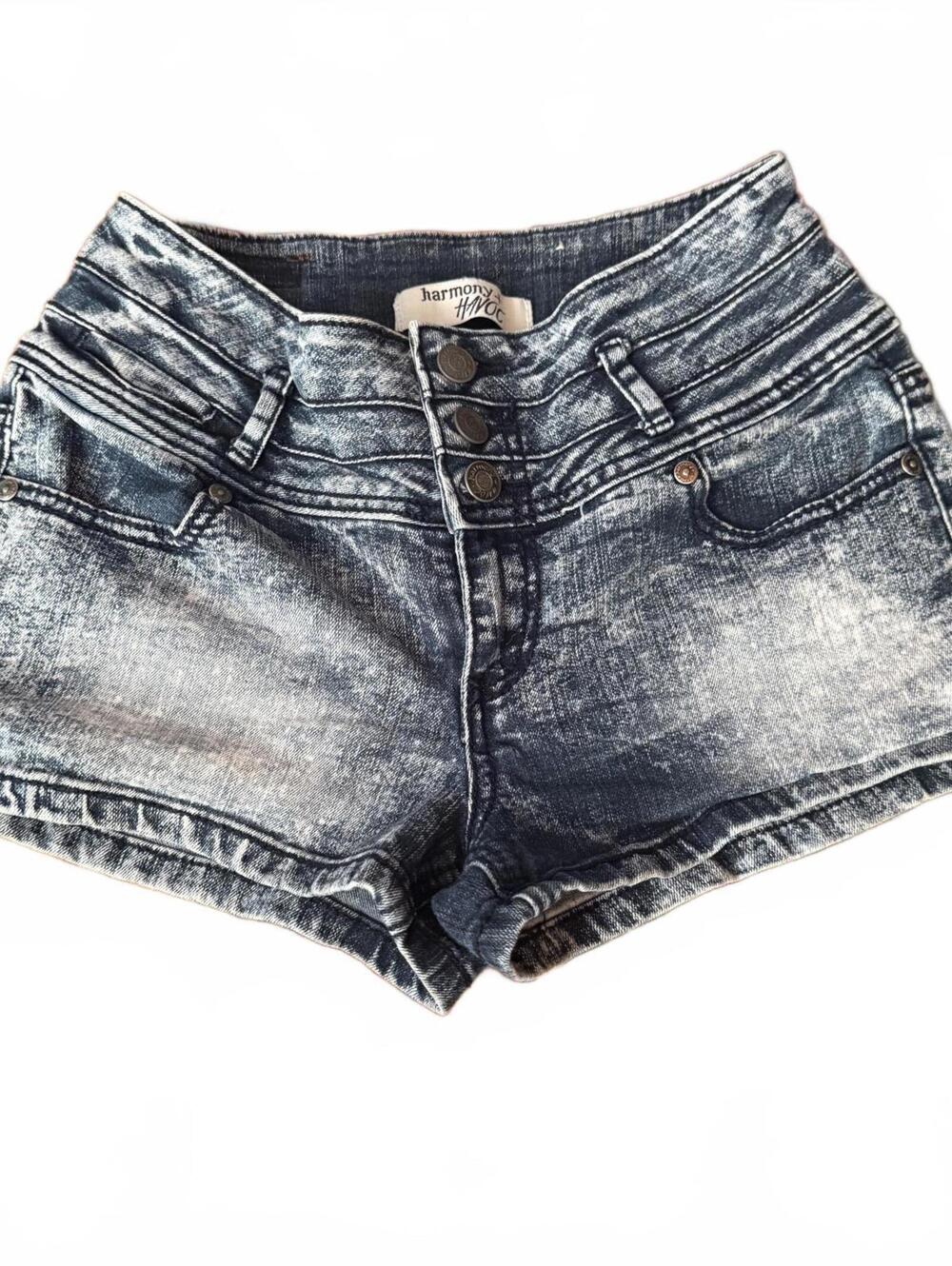 Harmony + Havoc Y2K Denim Shorts Size 5 Acid Wash Low Rise 3 Button Size: 5